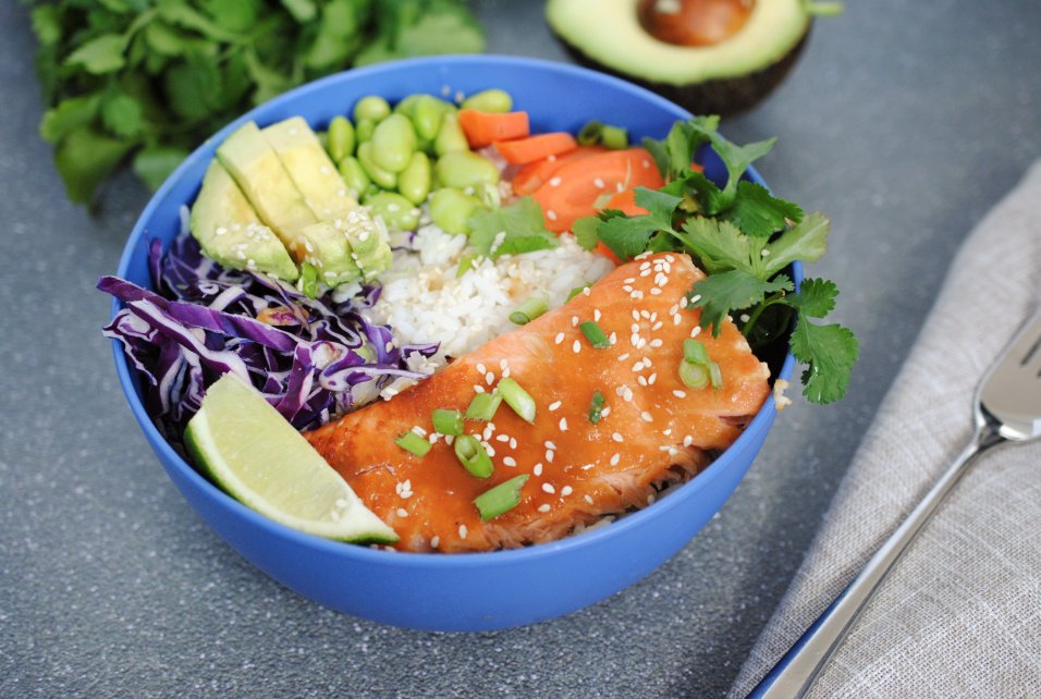 Miso Salmon Coconut Rice Bowl