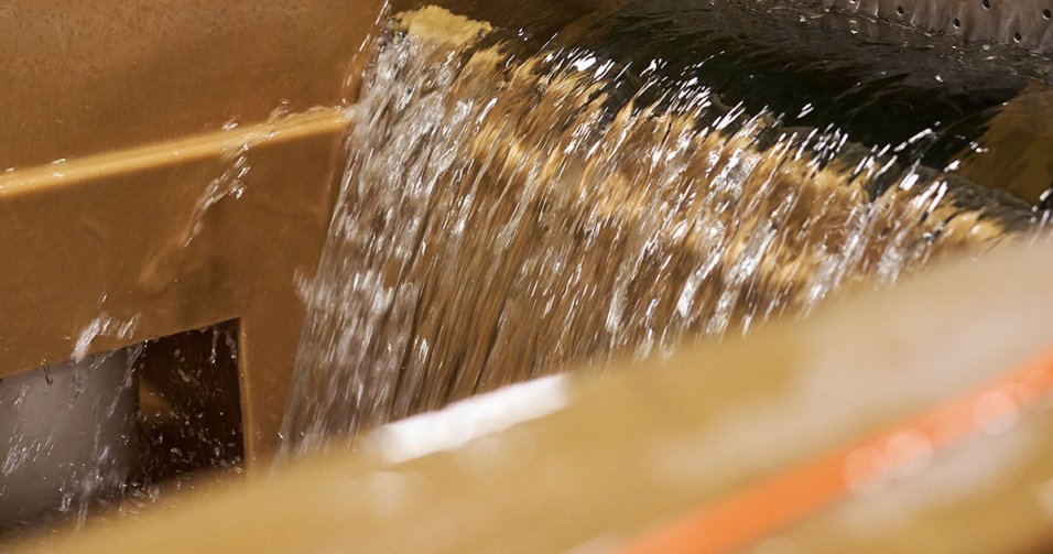 Water flowing from tank at AquaBounty farm