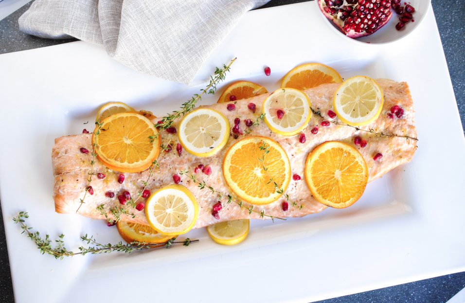 Slow Cooked Citrus Pomegranate Salmon