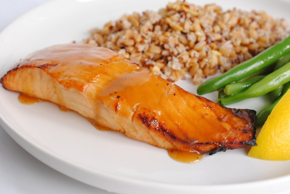 Air Fryer Salmon with Maple Dijon Sauce