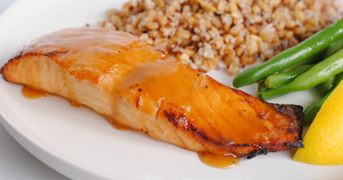 Air Fryer Salmon with Maple Dijon Sauce