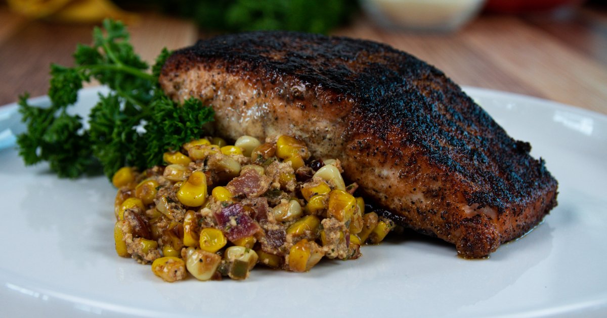 Chile Lime Salmon with Elote-Style Corn | AquaBounty